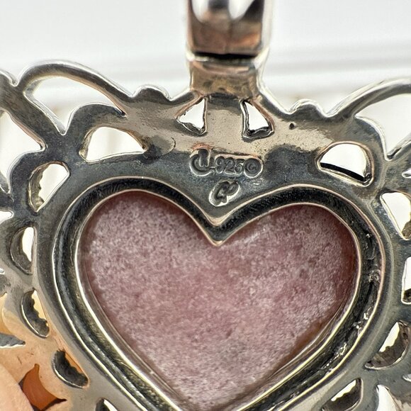 Carolyn Pollack Heart Pendant Enhancer Pink Rhodonite Opal Te Amo Sterling 925 - Picture 8 of 10